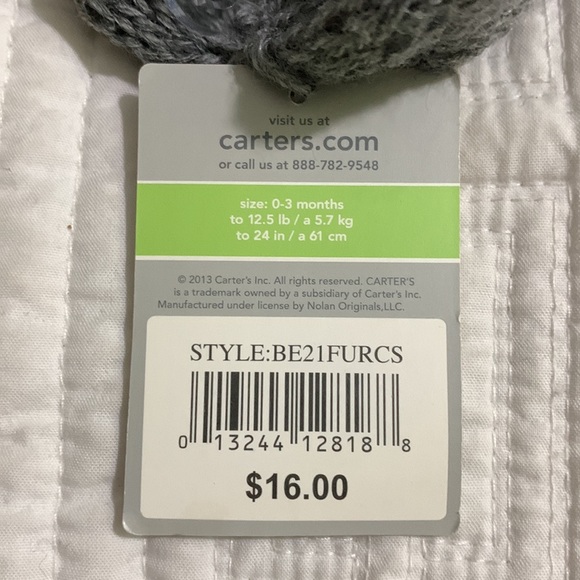 NWT Carter’s grey heather knit beanie with pink chiffon flower. - Picture 4 of 8